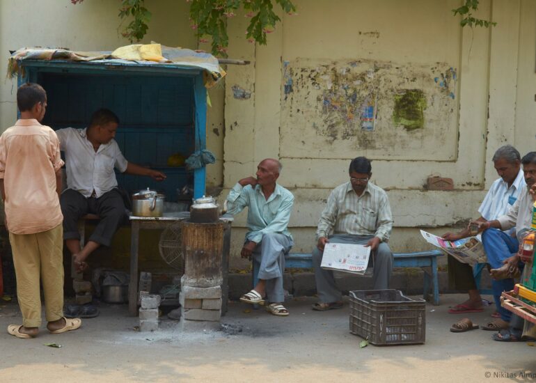 Enjoying tea with news