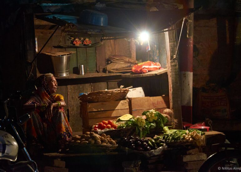vegetable seller at night