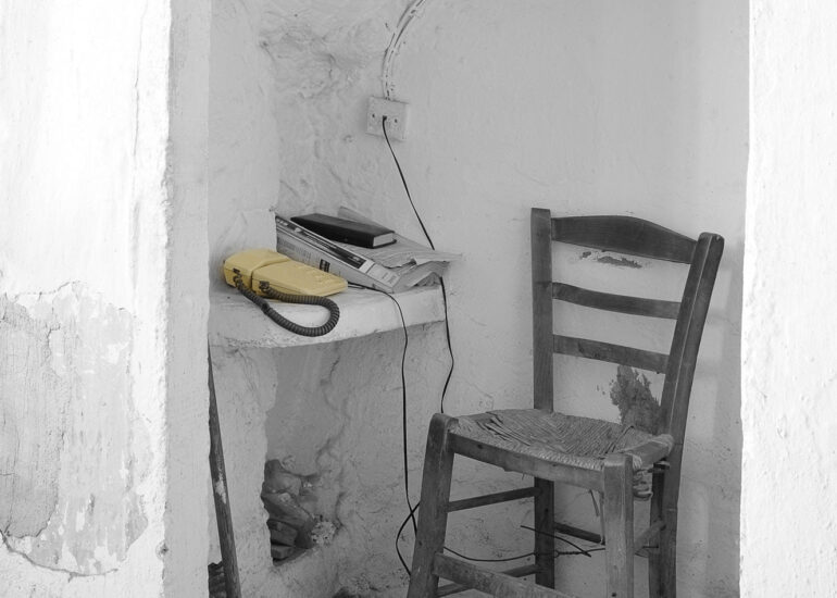 An indoor telephone booth